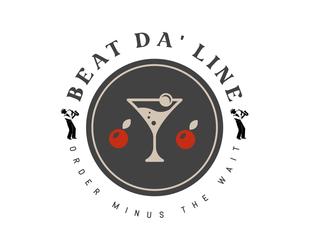 A black and white logo of a drink.