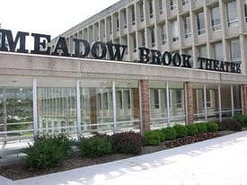 A building with the words " meadow brook theatre ".